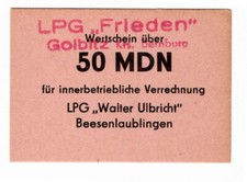 LPG-Geld Wertschein LPG Frieden Golbitz (auf Beesenlaublingen) 50 MDN rot