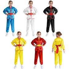 Jungen Mädchen Set Qigong Outfit Gürtel Kung Fu Anzug Bekleidungsset Hose Top