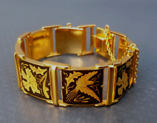 TOLEDO Armband schwarz gold filigran gearbeitet 1,8 cm B mit Sicherheitsband