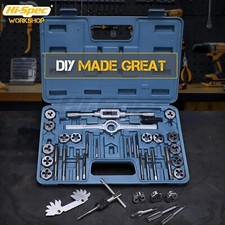 Hi-Spec Gewindeschneid Set 40-teilig M3-M12, DIY Gewindebohrer & Schneideisen