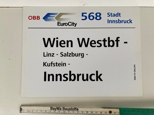 Zuglaufschild innen aus - , Öbb