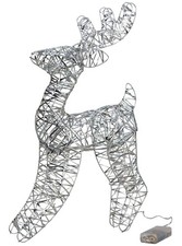 Rentier silber mit LED warmweiss 45 cm