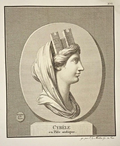 Orig kupferstich kybele - orig.-kupferstich:, "kybele"