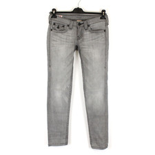 TRUE RELIGION JULIE Damen Jeans Größe W27 L32 Slim Fit Stretch Grau Denim k5533