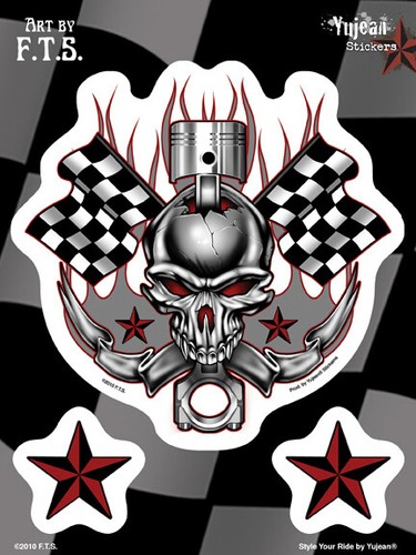 Aufkleber racing skull nautic - aufkleber,