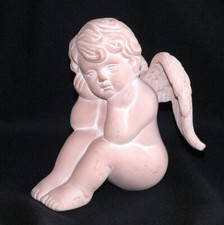 Engel aus roter Keramik Puttenengel Träumer #6305