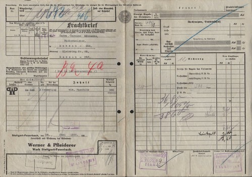 Frachtbrief 1936 werner - 1936,,