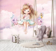 Fototapete Kinderzimmer Mädchen Ballerina Wolken VLIES TAPETE XXL + KLEISTER