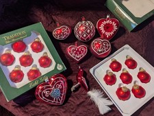 Christbaumschmuck aus Glas Lauscha oder Gablonz rot Reflex Vogel Konvolut 21 T