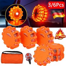 3/6X Warnleuchte Auto Wasserdicht LED Warnleuchte mit Magnet und 9 Leuchtmodi DE