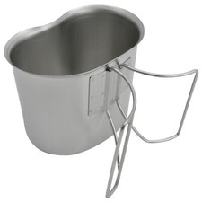 US Feldflaschenbecher Edelstahl 700 ml Klappgriffe Outdoor Bushcraft Army Cup BW