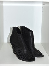 JFK ? Stiefeletten Ankle Boots - open Toe - schwarz Leder Gr. 37