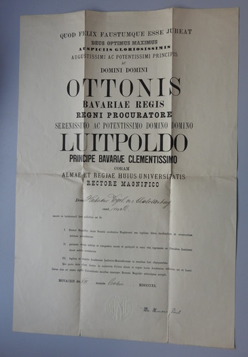 Lmu münchen urkunde - münchen, 1909