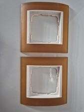 2x, GIRA Abdeckrahmen 1fach Event Opak Hellbraun, Zwischenrahmen Weiß 