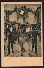 Künstler-AK Ferdinand Hodler: Der Schwingerumzug, 1887, Schweizer Ringer 