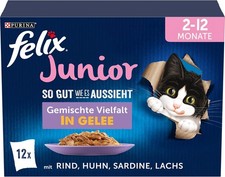 FELIX So gut wie es aussieht Junior Kittenfutter, Sorten-Mix,6 x 12 Beutel à 85g