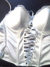 Korsage Korsett weiß Sexy censored Gr. 80 B mit Glitzersteinen