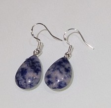 EDELSTEIN OHRHÄNGER SODALITH PERLEN OHRRINGE TROPFEN TRÄNE 13x18 MM 