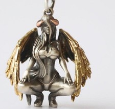 gehörnter Engel Teufel Frau Kette mit Anhänger Gothic Gothik Punk