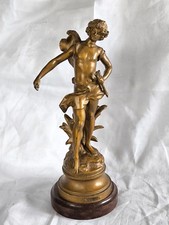 Schöne Figur Statuette von L & F Moreau Frankr. um 1900  'à L' AFFUT'  Jüngling