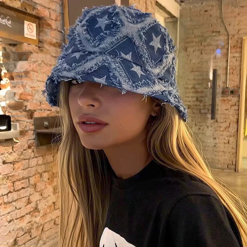 Fischerhut aus denim - denim, mit