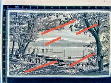 ~1930 Großf. Glas-Neg.LANGENARGEN STRANDBAD Rettungsboot Bodensee Badesteg FOTO