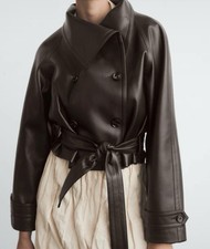 Virale Lederjacke PU Mango mit Gürtel in braun Größe XS TikTok Blogger