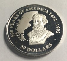 Münze Cook Islands 50 Dollars 1991@ 500 Years of America Magellan@TOP, SELTEN!!!