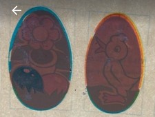 !! FÜR SAMMLER !! Selten !! Abziehbild Schiebebild Ostern DDR Ostereier-Deko 2 x