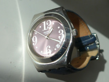 Swatch Irony Damenuhr, Datumsanzeige, Lederarmband,