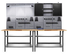 Werkstatteinrichtung Werkbank aus Metall 240cm Komplett Werkstattset LED Ondis24