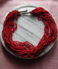 ECHTE ALTE  KORALLENKETTE HALS- KETTE 20 REIHEN NATÜRLICHE STEINE NACHLASS ITALY