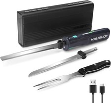 HAUSHOF Grau/Weiß Kabelloses Küchenmesser  Elektromesser mit 2000 mAh Akku