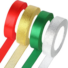 Schleifenband Weihnachten 4 Rollen 352 Meter Rot Grün Gold Silber Geschenkband B
