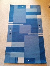 2x Teppich blau kariert, Handarbeit aus Indien, 90x160 120x180