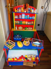 Holz-Kaufladen     mit       viel    Zubehör    von     HABA  ERZI   usw     TOP