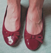bordeaux rot dunkelrot Lack Ballerina Lackballerina 36 (37) H&M