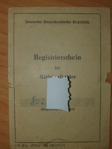 Original registrierschein - original, /