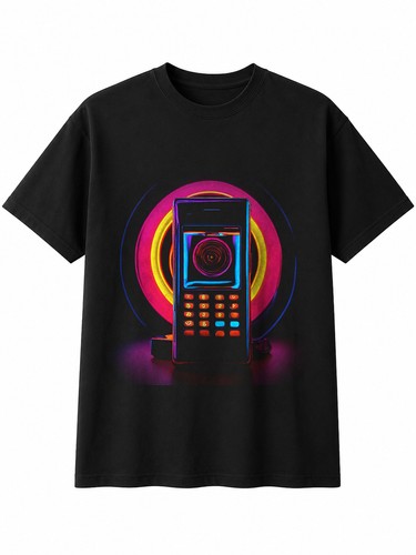 Neon flip phone circle - phone, retro