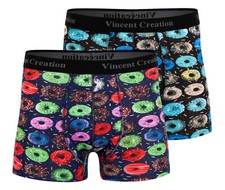 2er Pack Boxershorts Donuts, Bunte Lustige Shorts, Herren Unterhosen, Boxer