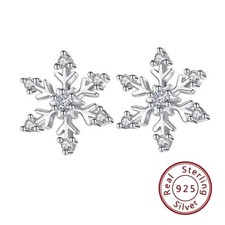 S925 Sterling Silber Damenohrring Schneeflocke  Ohrstecker Weihnachtsgeschenk