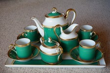 Richard Ginori Impero grün Mocca- Service mit Tablett für 4 Personen