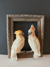 Wand Relief Pärchen Kakadu Aus Stein Gegossen Im Rahmen Mehrfarbig