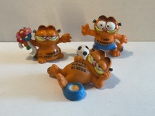 Garfield Bully 3 x Figur Comicfigur: Fußball, mit Lasagne, mit Blumen