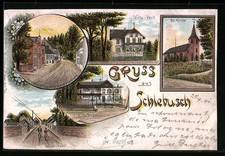 Lithographie Schlebusch, Villa Peill, Ev. Kirche, Restauration von Kamphausen 