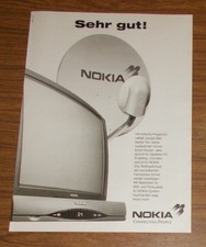 Seltene Werbung NOKIA Satelliten-TV-Empfang - Fernseher Receiver Schüssel 1995