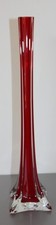 Stangenvase - Solifleur Glas - Orchideenvase, rot/klar Überfang H 40,3 cm