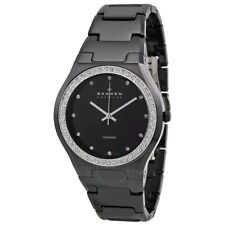 SKAGEN Damen Luxusuhr mit schwarzen Zifferblatt, Swarovski-Kristallen, Keramik
