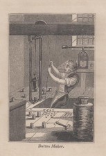 Orig. Holzstich: Button Maker / Knopfmacher. Gilbert, John
