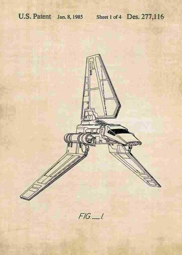Imperial shuttle patent print - shuttle,
